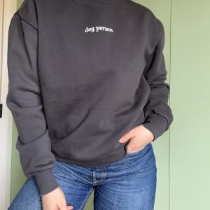 Sweater 'dog person' Solid Charcoal
